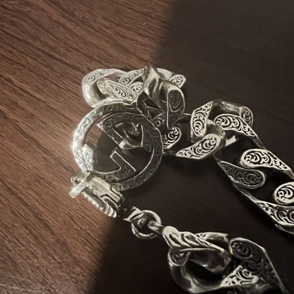 Gucci Interlocking G Chain Bracelet In Silver size 7.5 inches - Picture 4 of 4